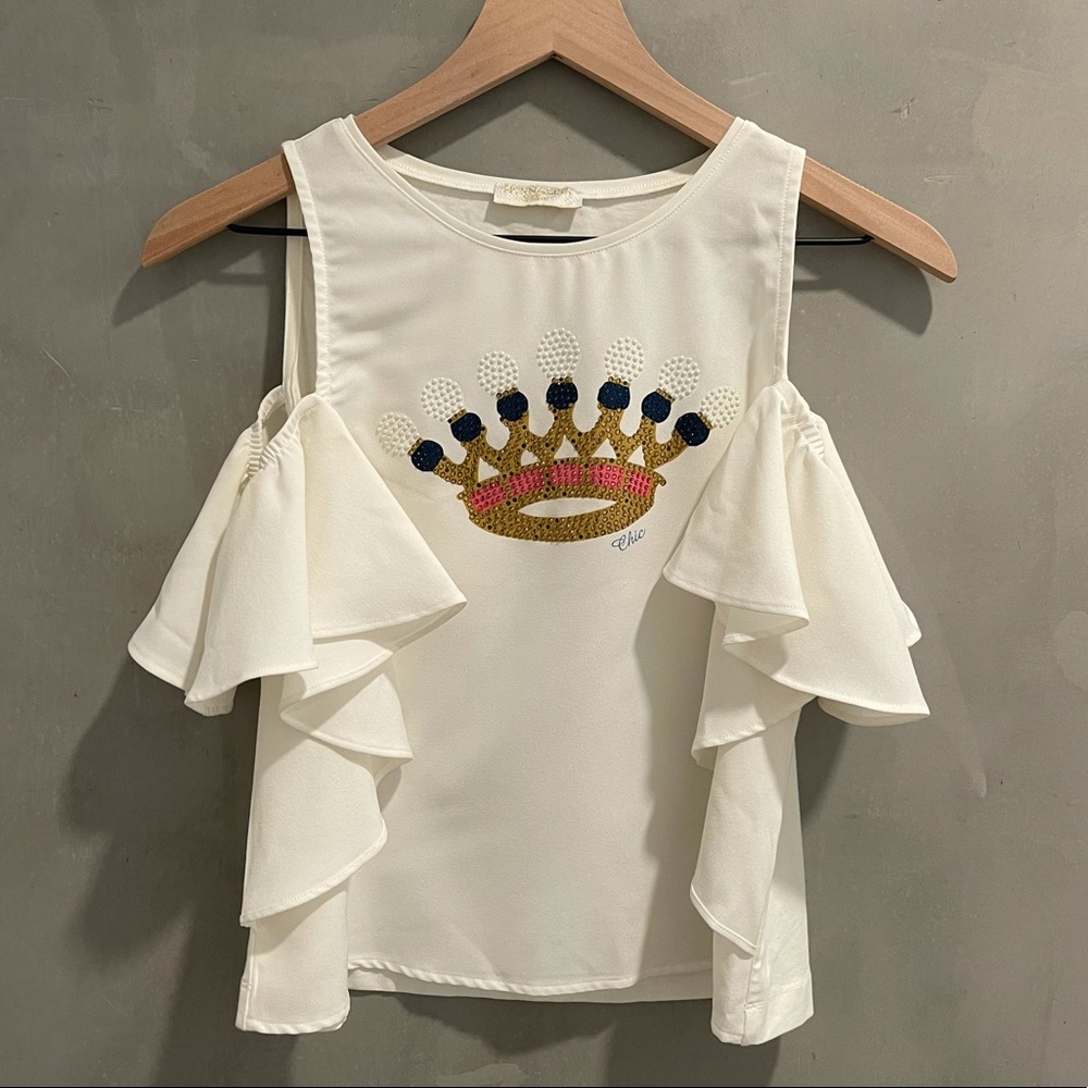 NWOT Monnalisa girls off the shoulder top